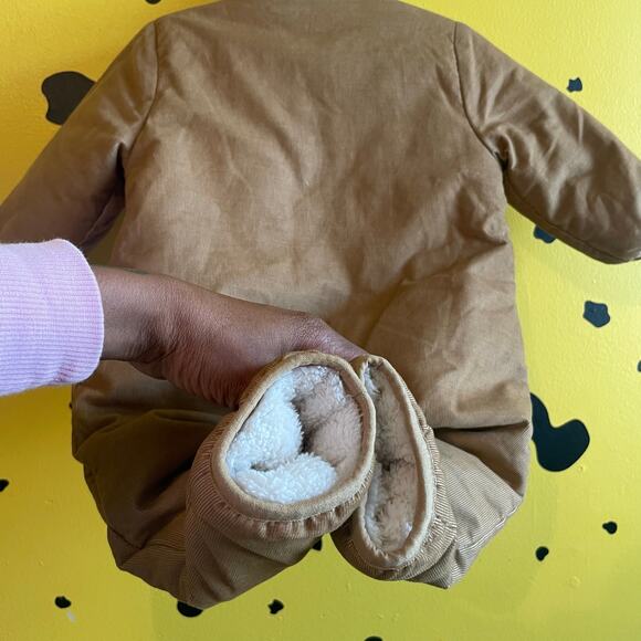 babyGap Tan Corduroy Sherpa Snowsuit • 6-12 m Cozycore Winter Retro - Picture 5 of 6